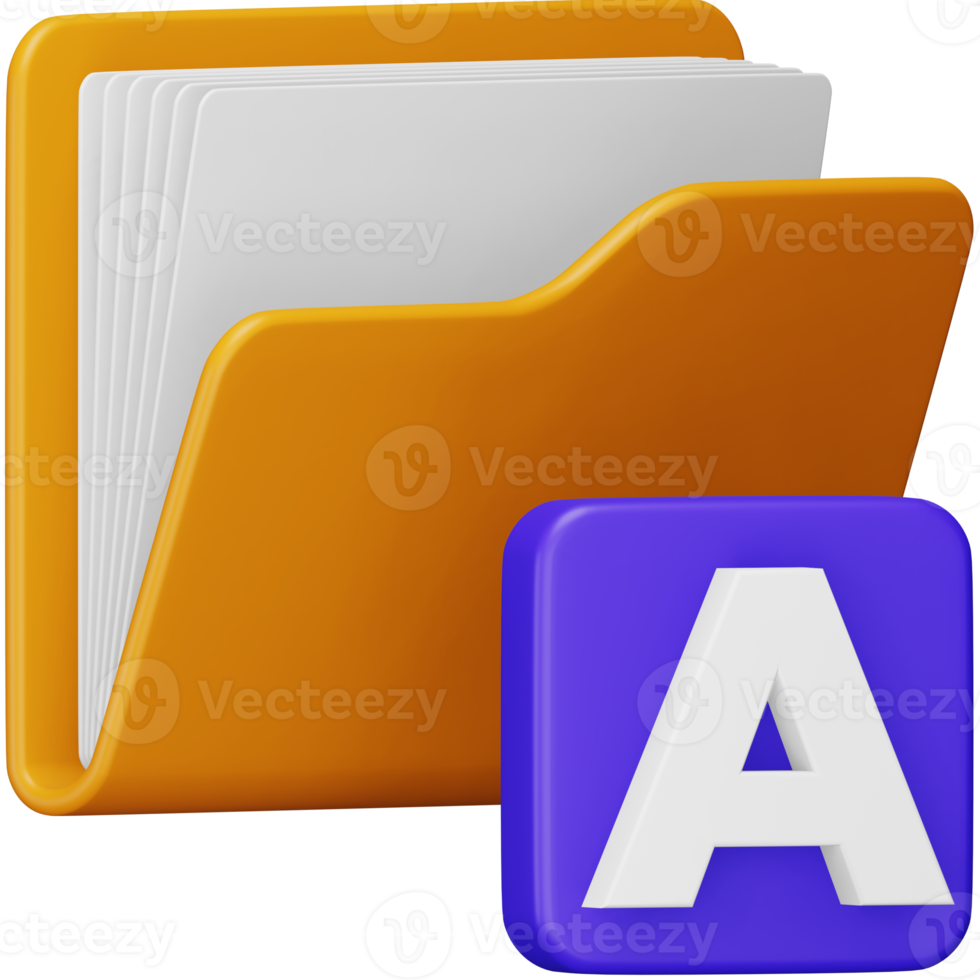 Fonts folder 3d rendering isometric icon. png