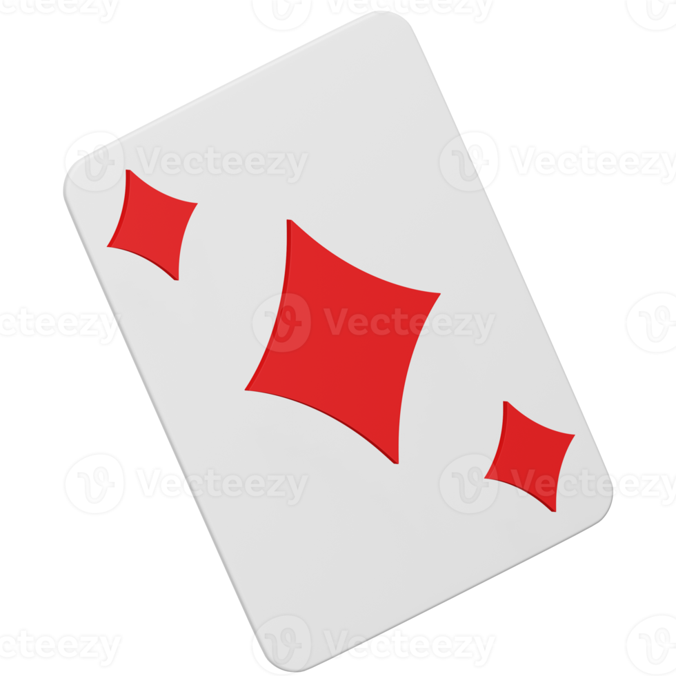 Diamond poker playing card 3d rendering isometric icon. png
