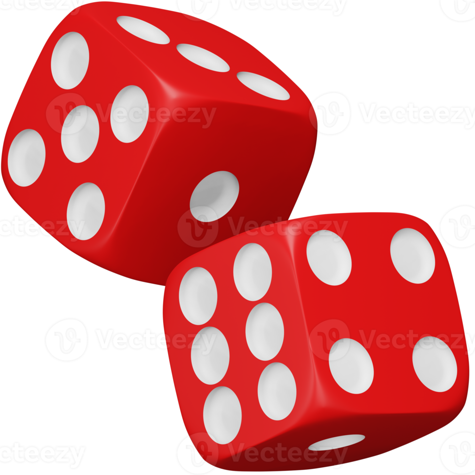 Red rolling dice 3d rendering isometric icon. png