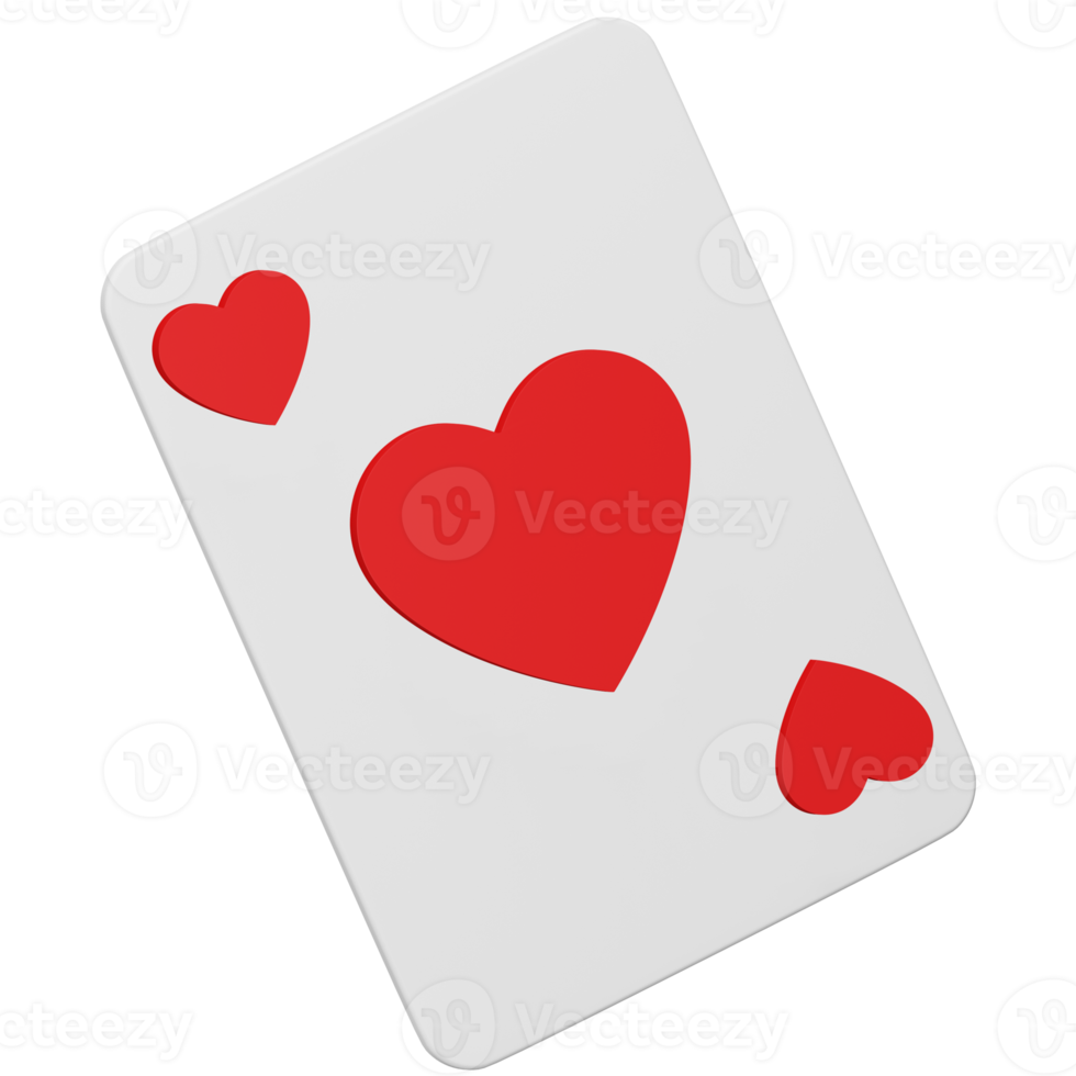 ícone isométrico de renderização 3d de cartão de jogo de pôquer de coração. png