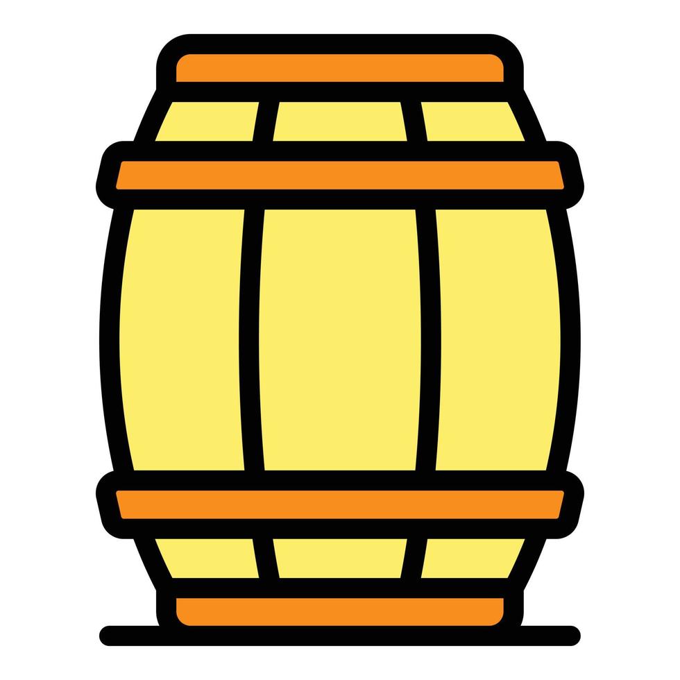 Wood barrel icon color outline vector