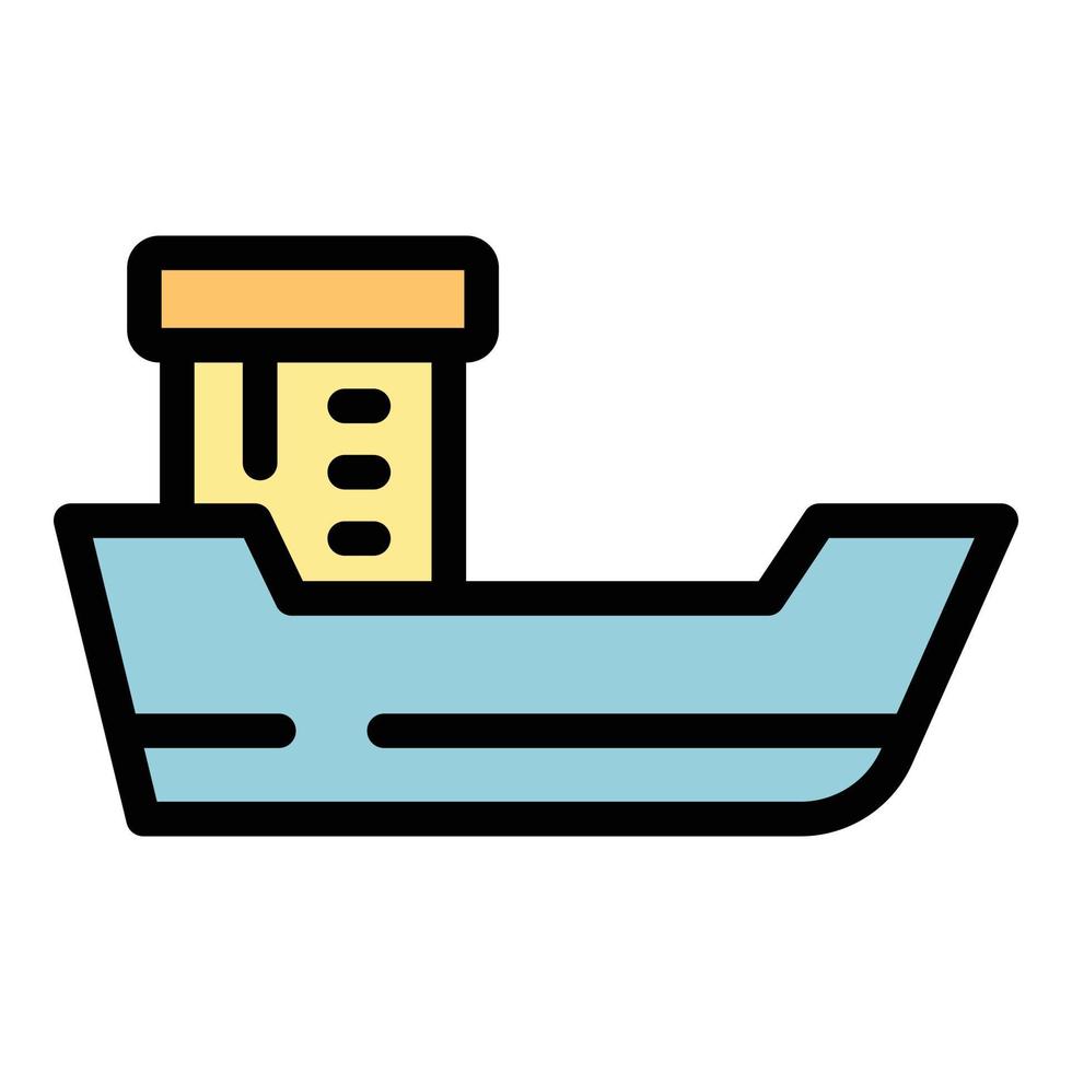 vector de contorno de color de icono de barco de baño