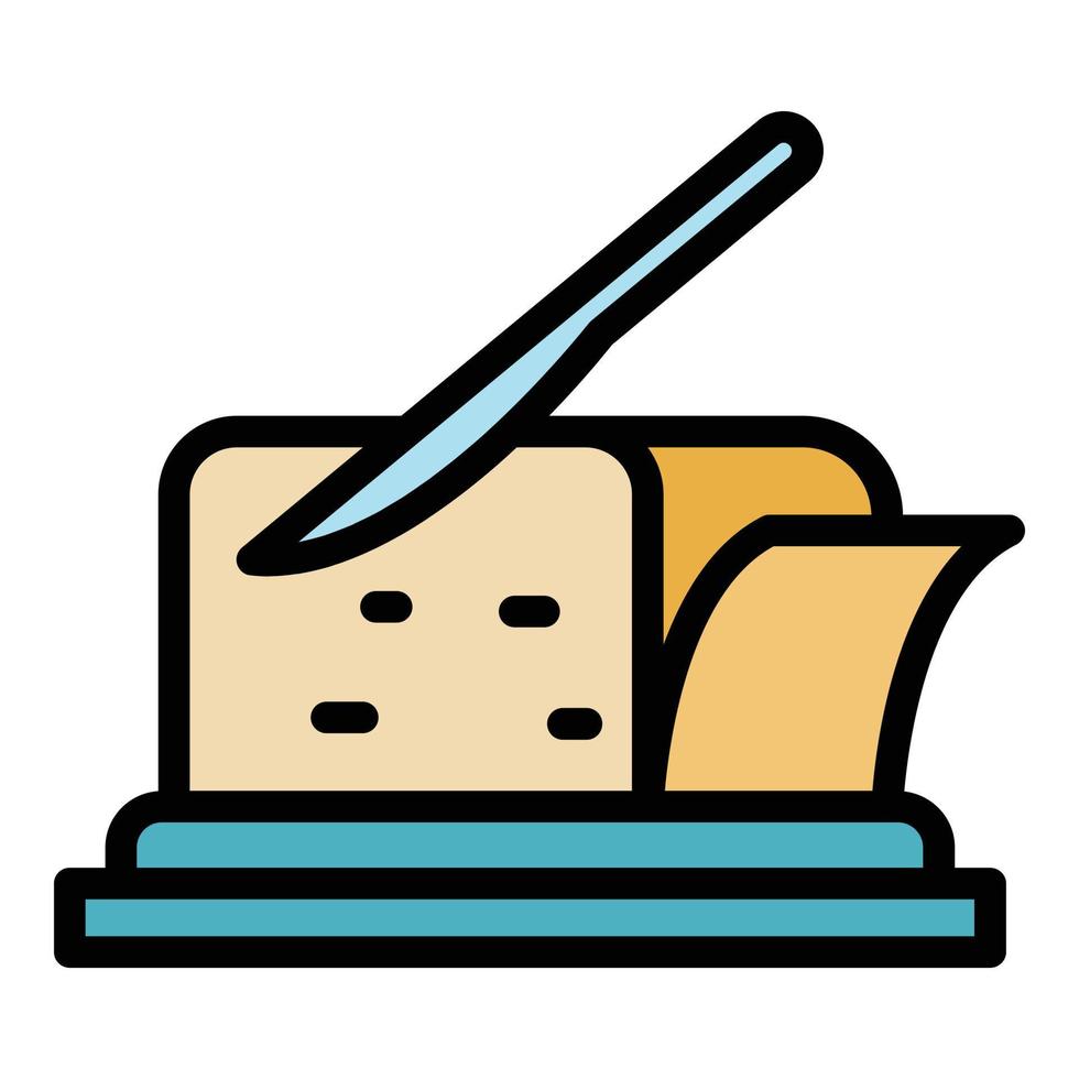 Cutting cheese icon color outline vector