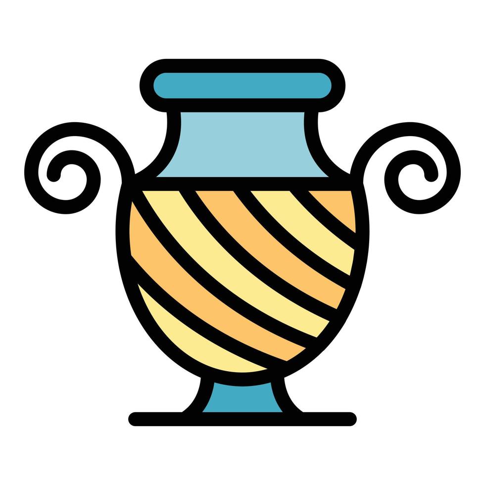 Greek ancient vase icon color outline vector