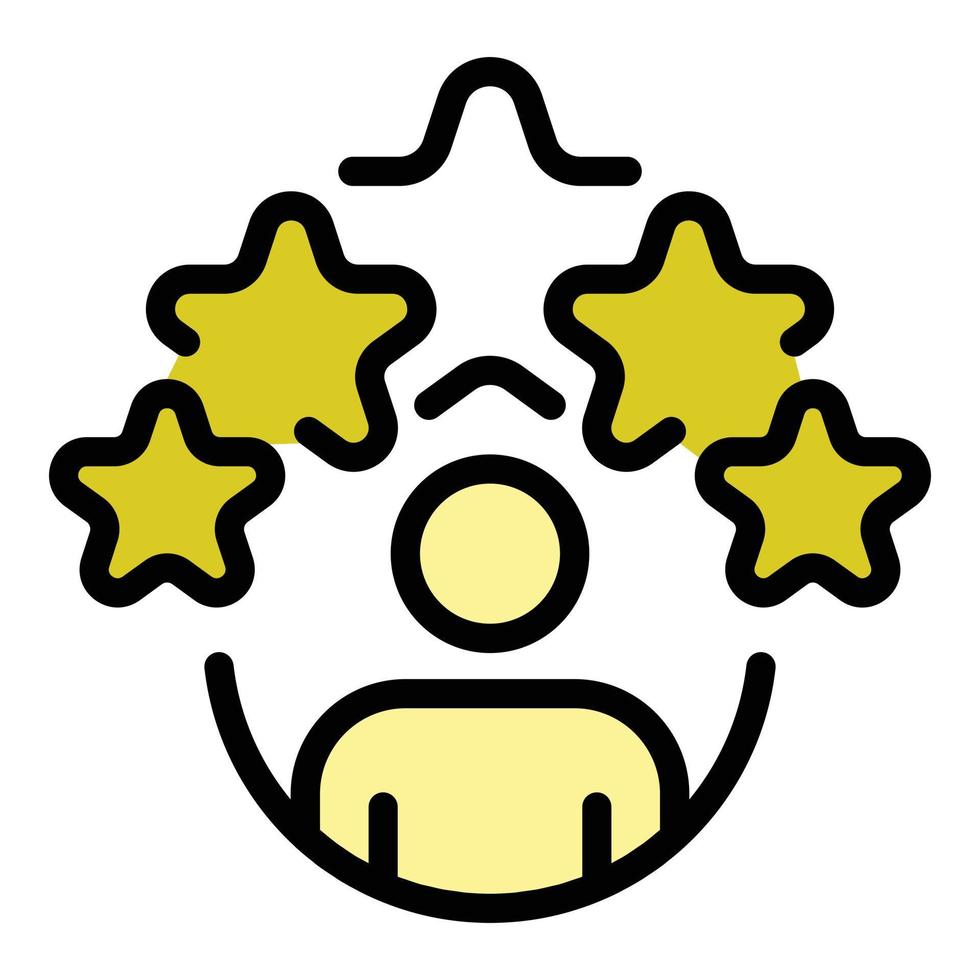 vector de contorno de color de icono de servicio de cinco estrellas