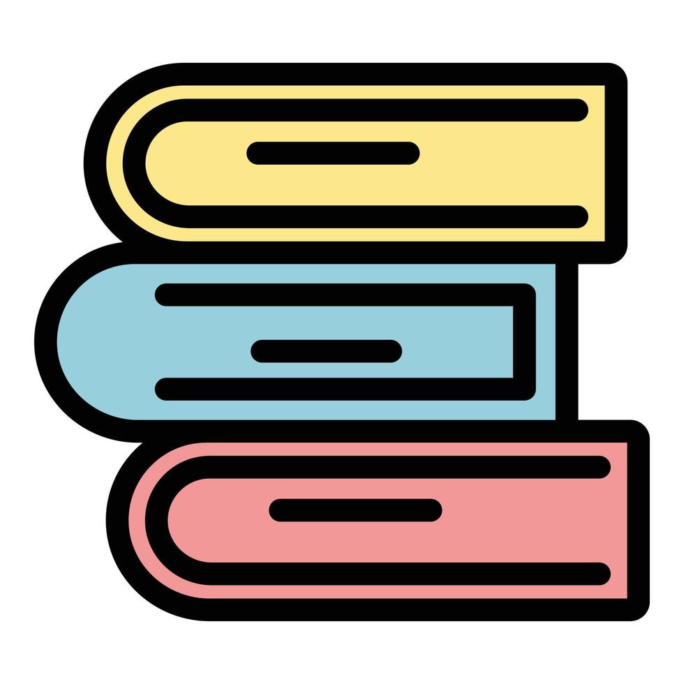 Reading books icon color outline vector