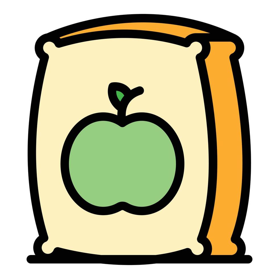 vector de contorno de color de icono de paquete de fruta