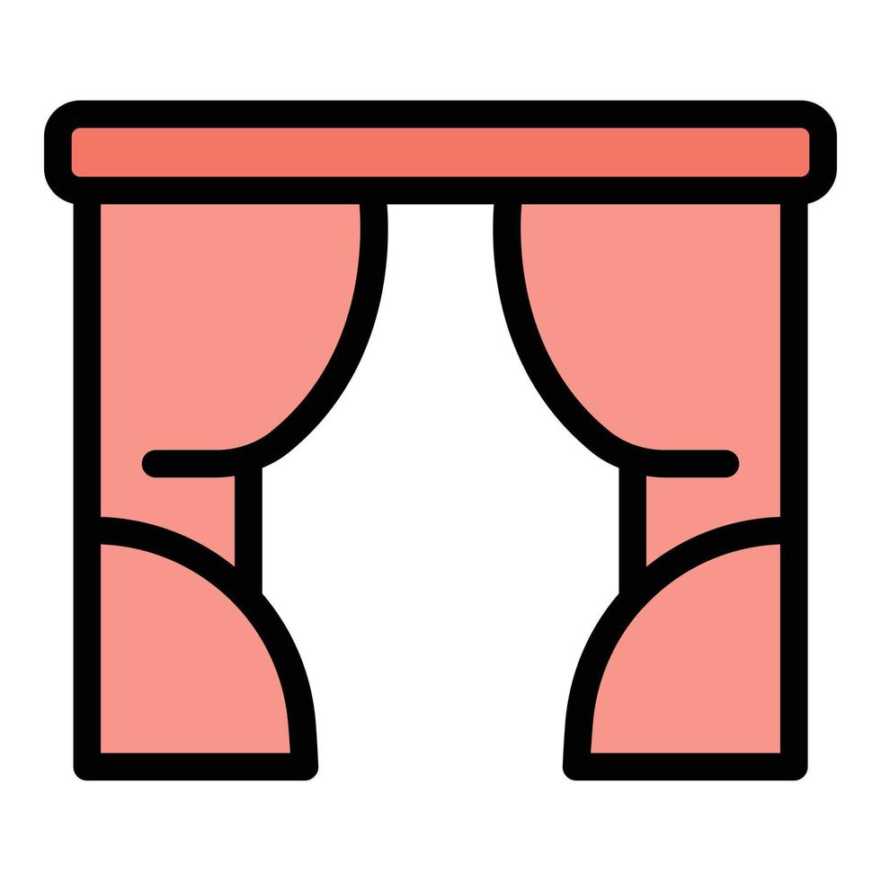 Bedroom window curtains icon color outline vector
