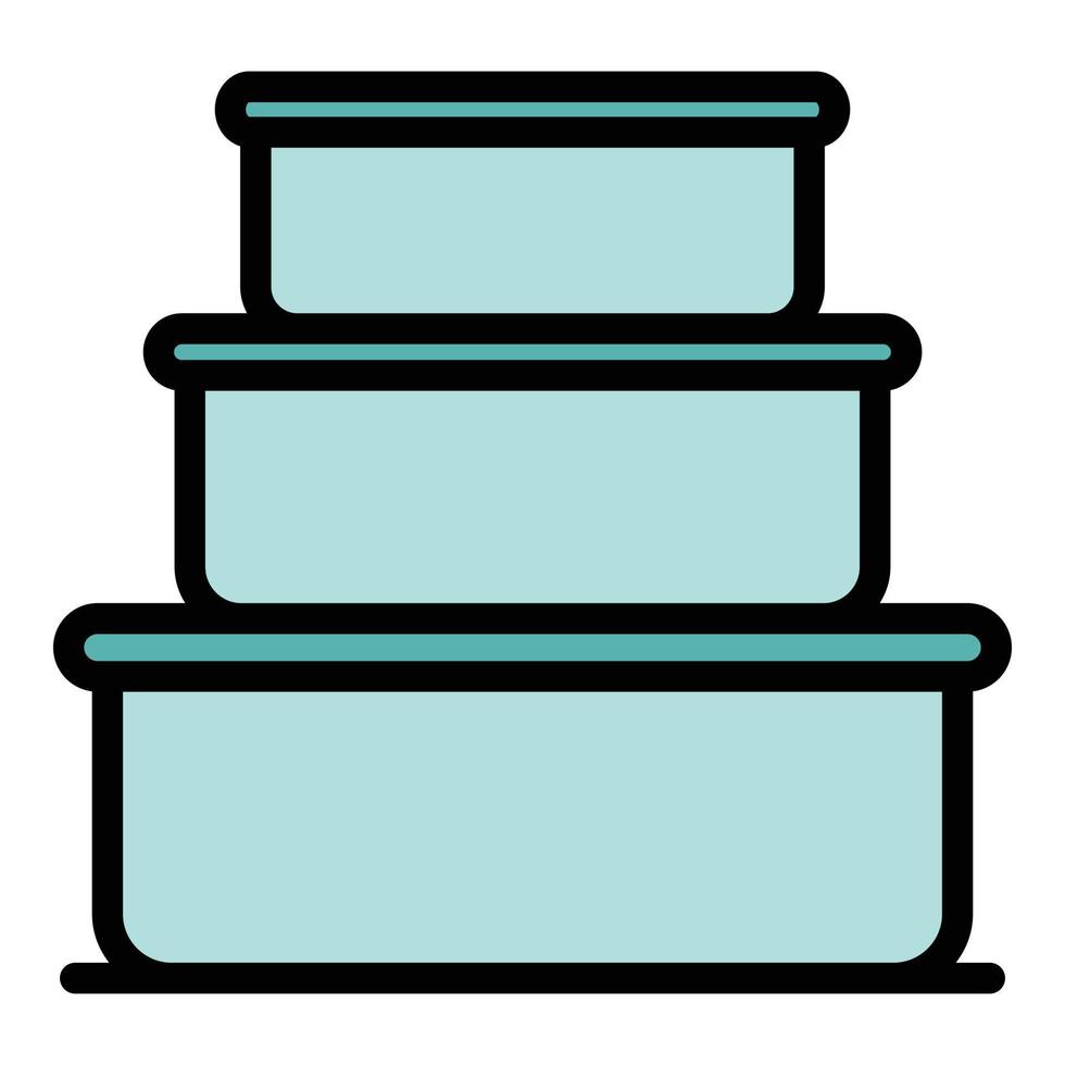 vector de contorno de color de icono de contenedores de almacenamiento de alimentos
