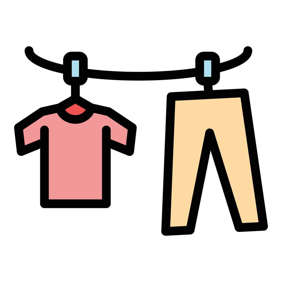 Hanging clothes icon color outline vector