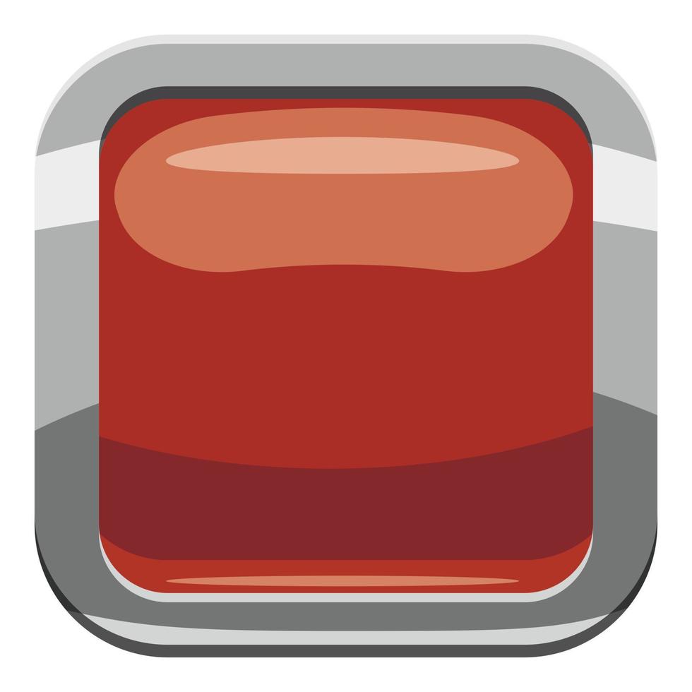 Broun square button icon, cartoon style vector