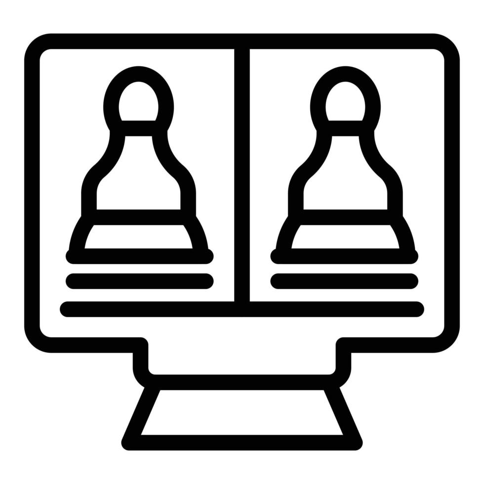 Chess lesson icon outline vector. Online game vector