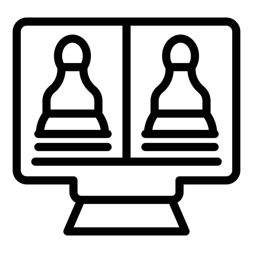 Chess lesson icon outline vector. Online game vector