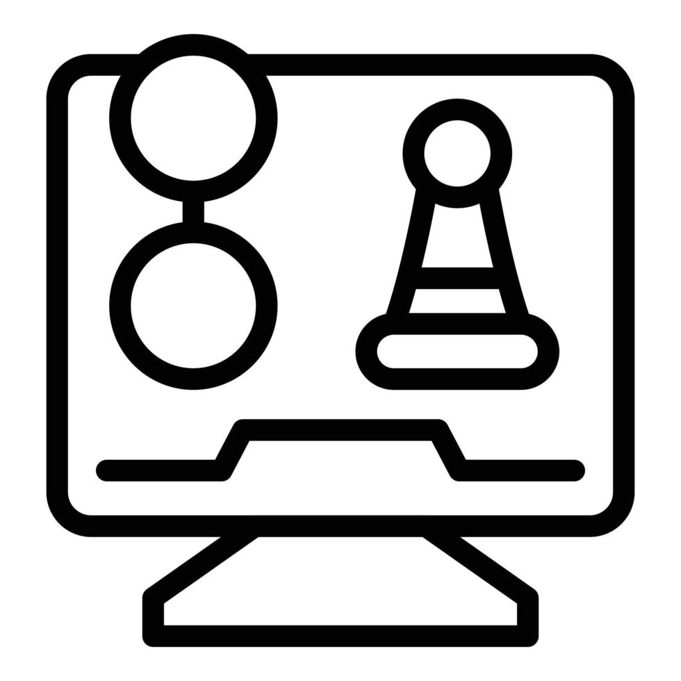 Computer chess icon outline vector. Online game vector
