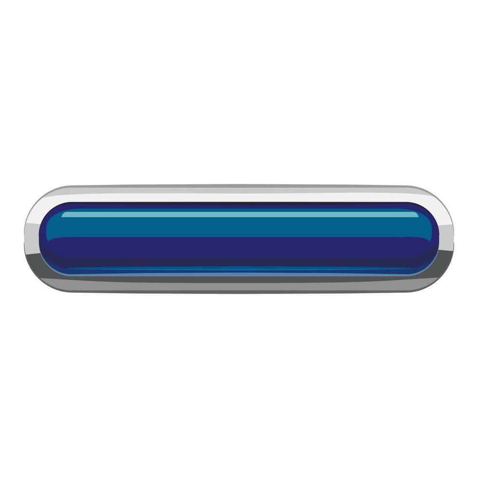 Blue rectangular button icon, cartoon style vector