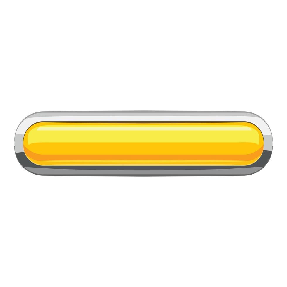 Yellow rectangular button icon, cartoon style vector