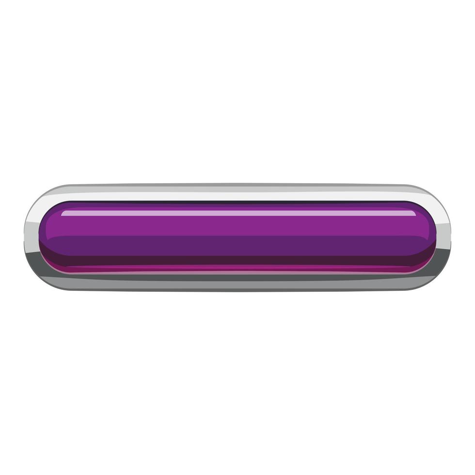 Violet rectangular button icon, cartoon style vector