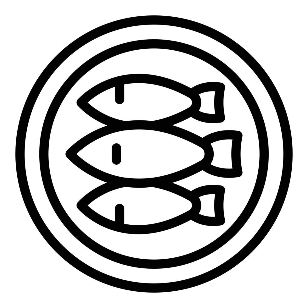 vector de contorno de icono de sardina de placa. arenque del océano