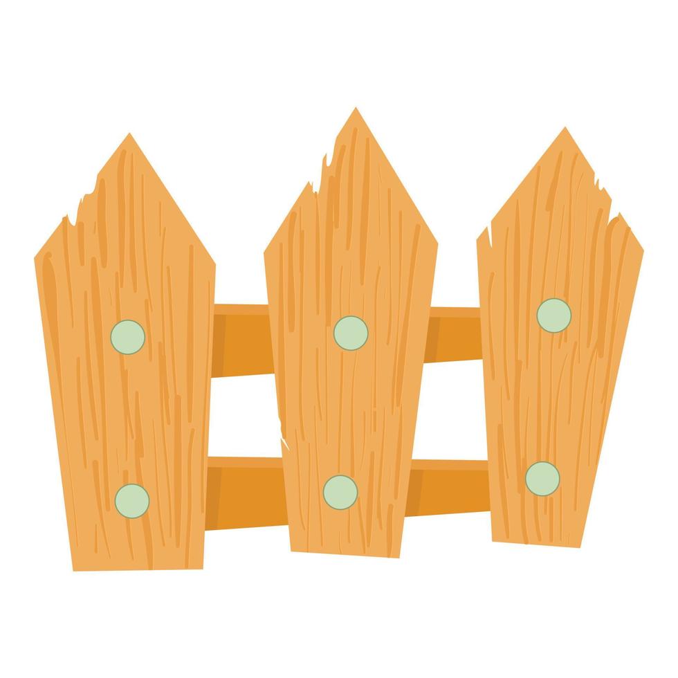 Wooden fence icon, cartoon style vector