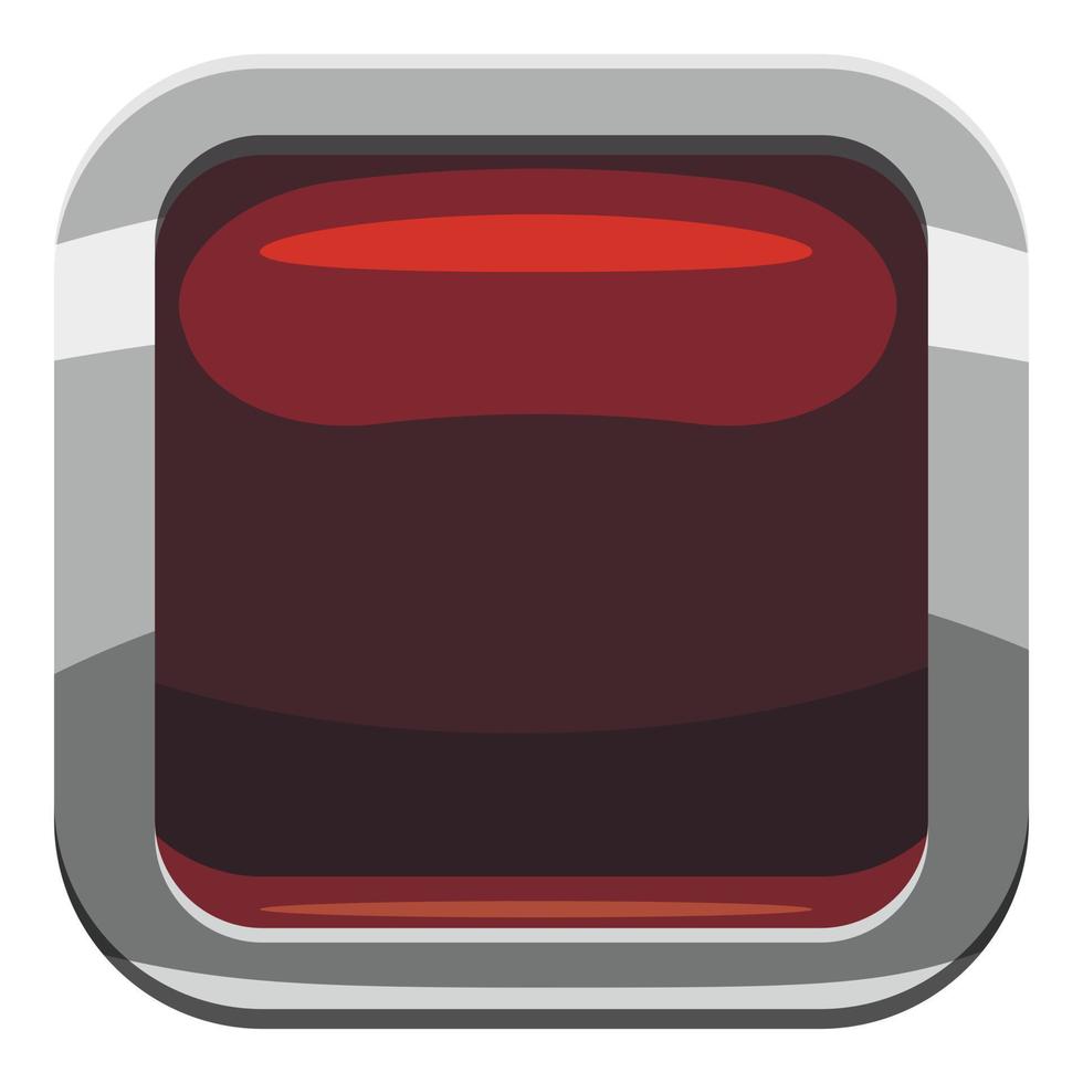 Chocolate square button icon, cartoon style vector