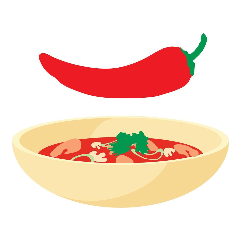 Chilli icon, cartoon style vector