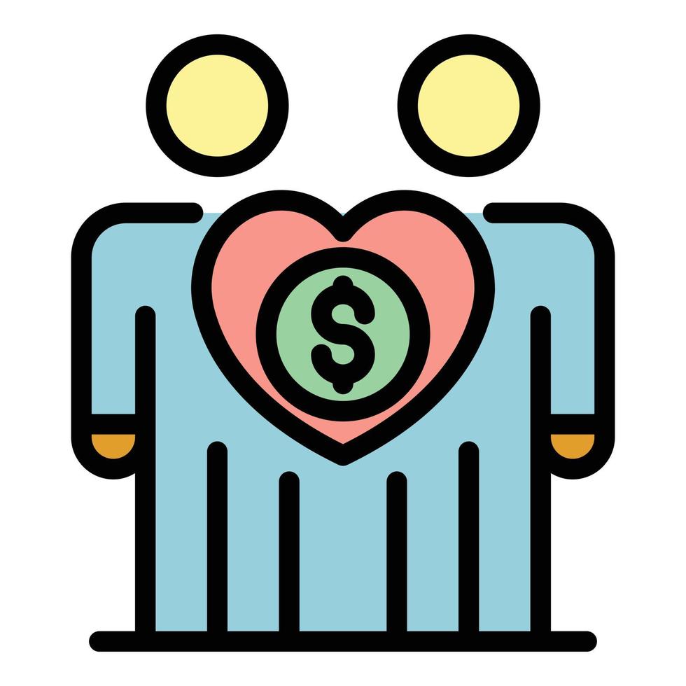 Couple money allowance icon color outline vector