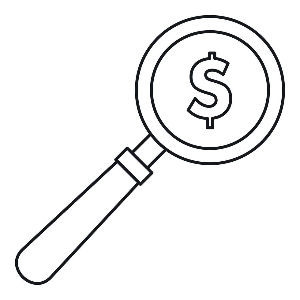 Magnifier icon, outline style vector