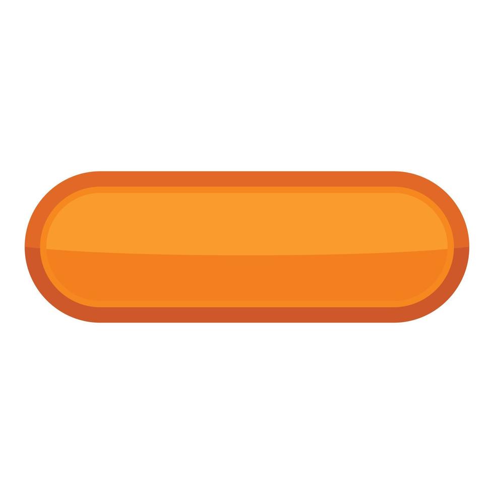 Orange rectangle button icon, cartoon style vector
