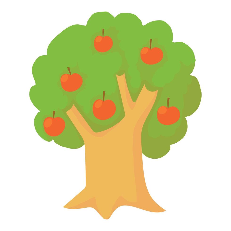 icono de árbol de manzana, estilo de dibujos animados vector