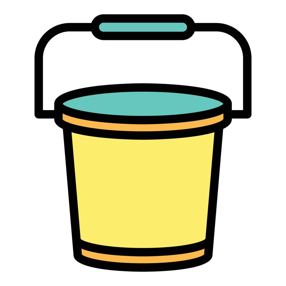 Garden bucket icon color outline vector