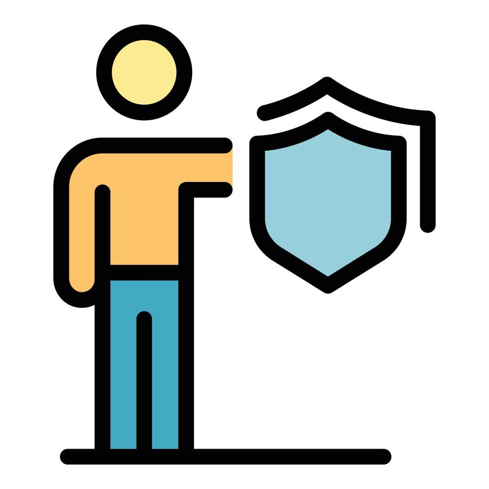 vector de contorno de color de icono de trabajador de seguridad