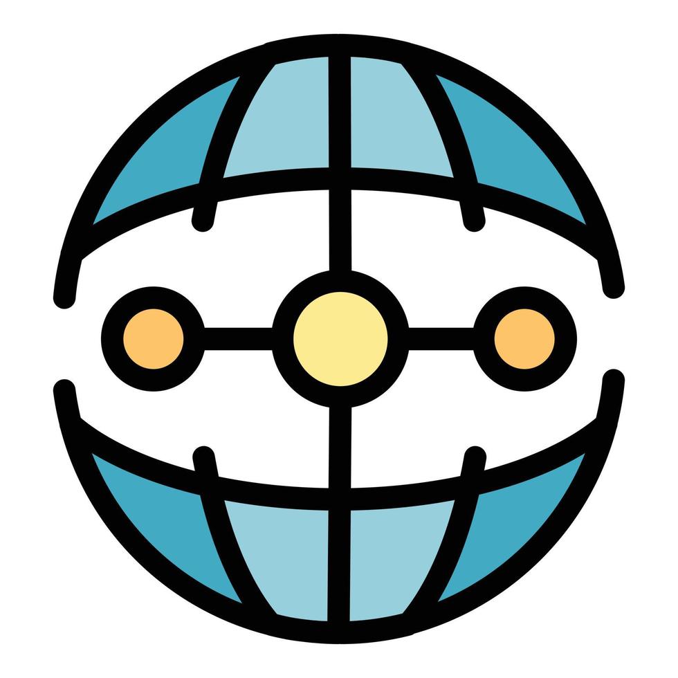 Code globe icon color outline vector