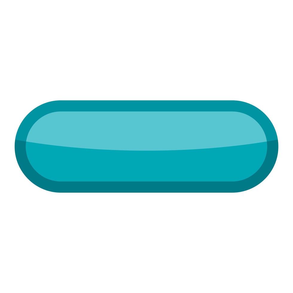 Blue rectangle button icon, cartoon style vector