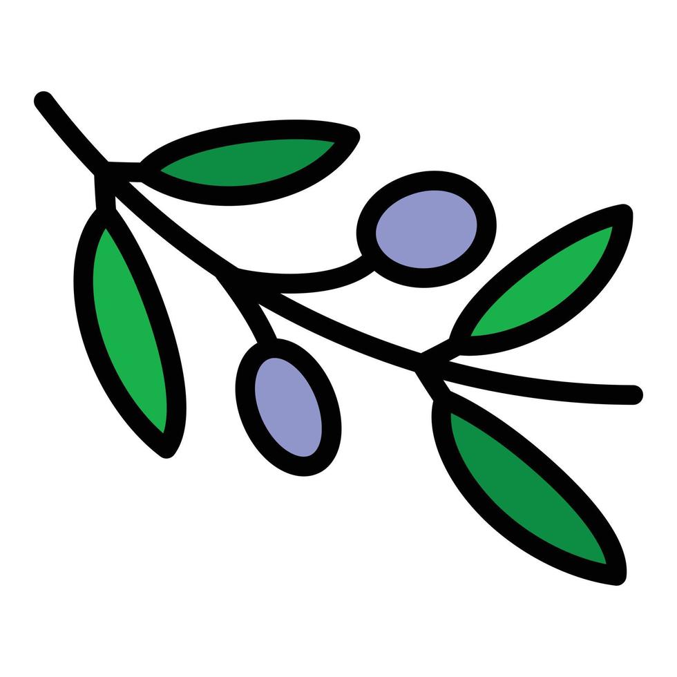 Greece branch olives icon color outline vector