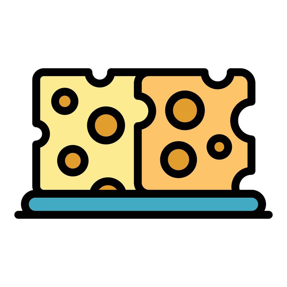 Greek cheese icon color outline vector