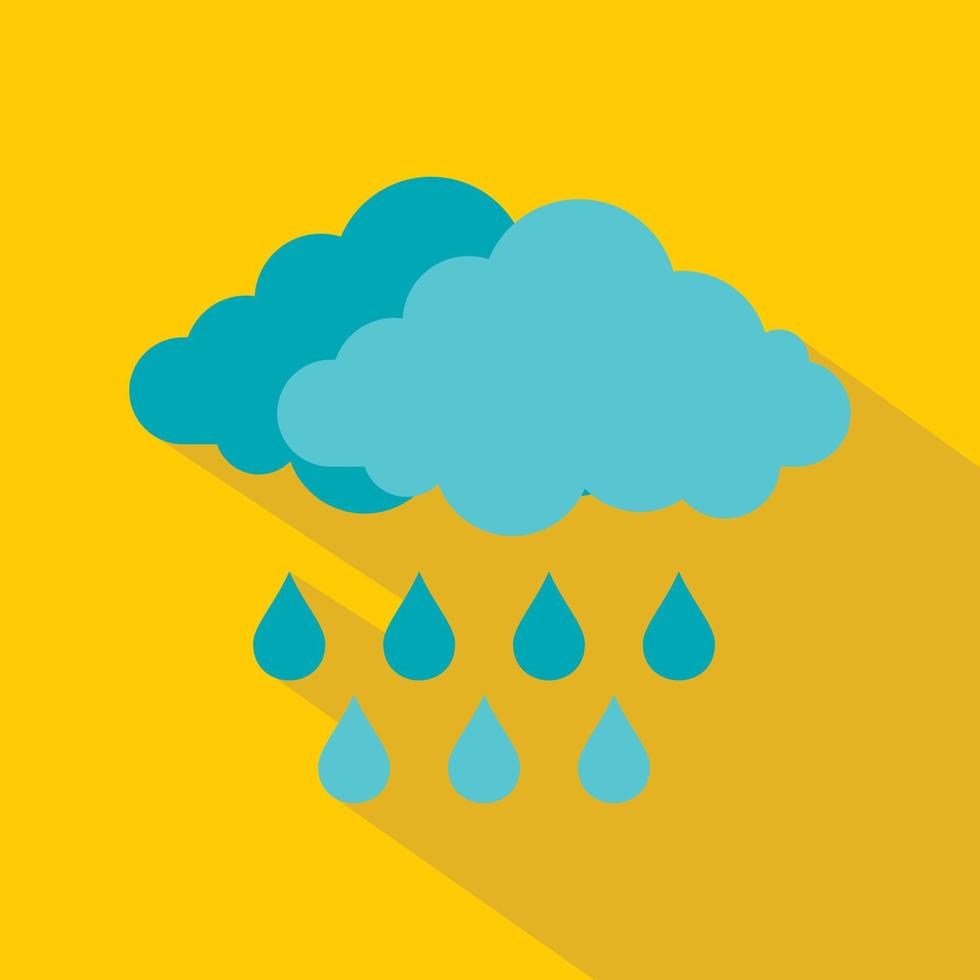 Cloud with rain icon, flat style vector