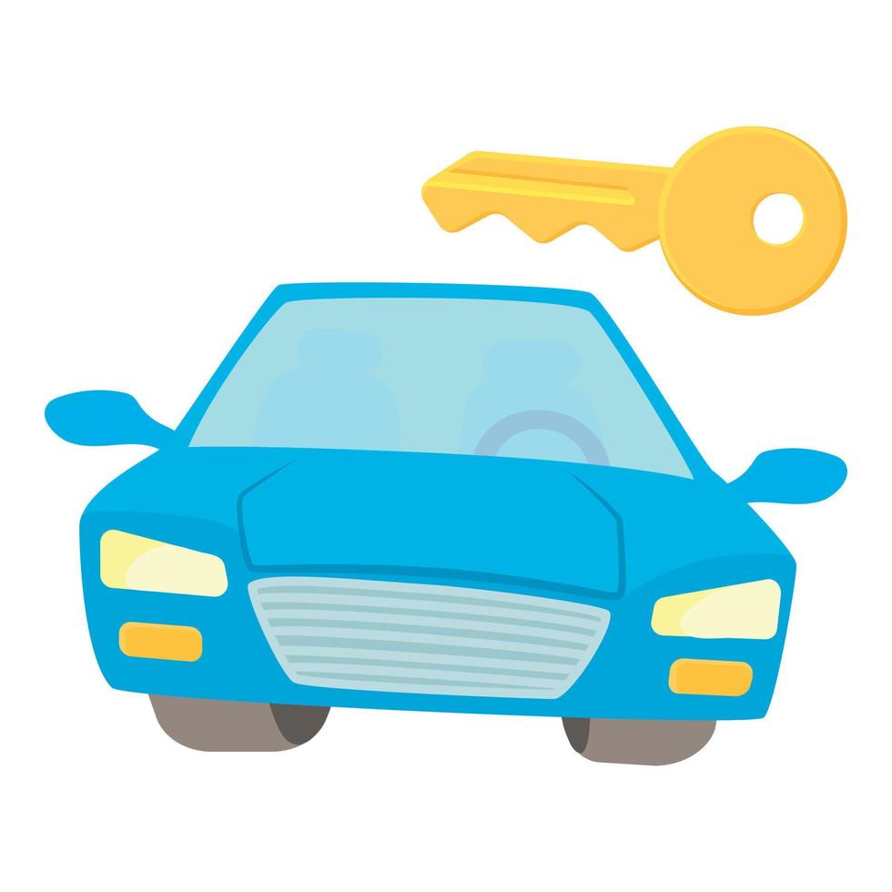 icono de coche azul, estilo de dibujos animados vector