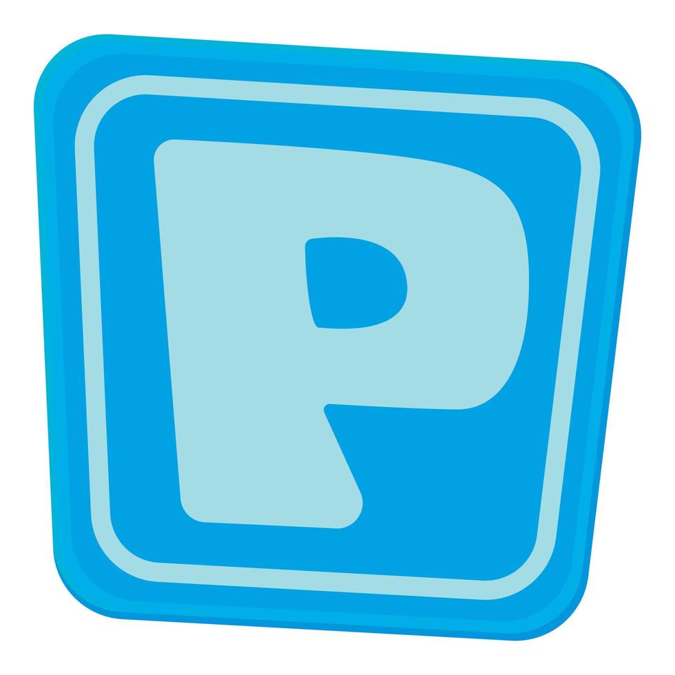 Parking sign icon, cartoon style vector