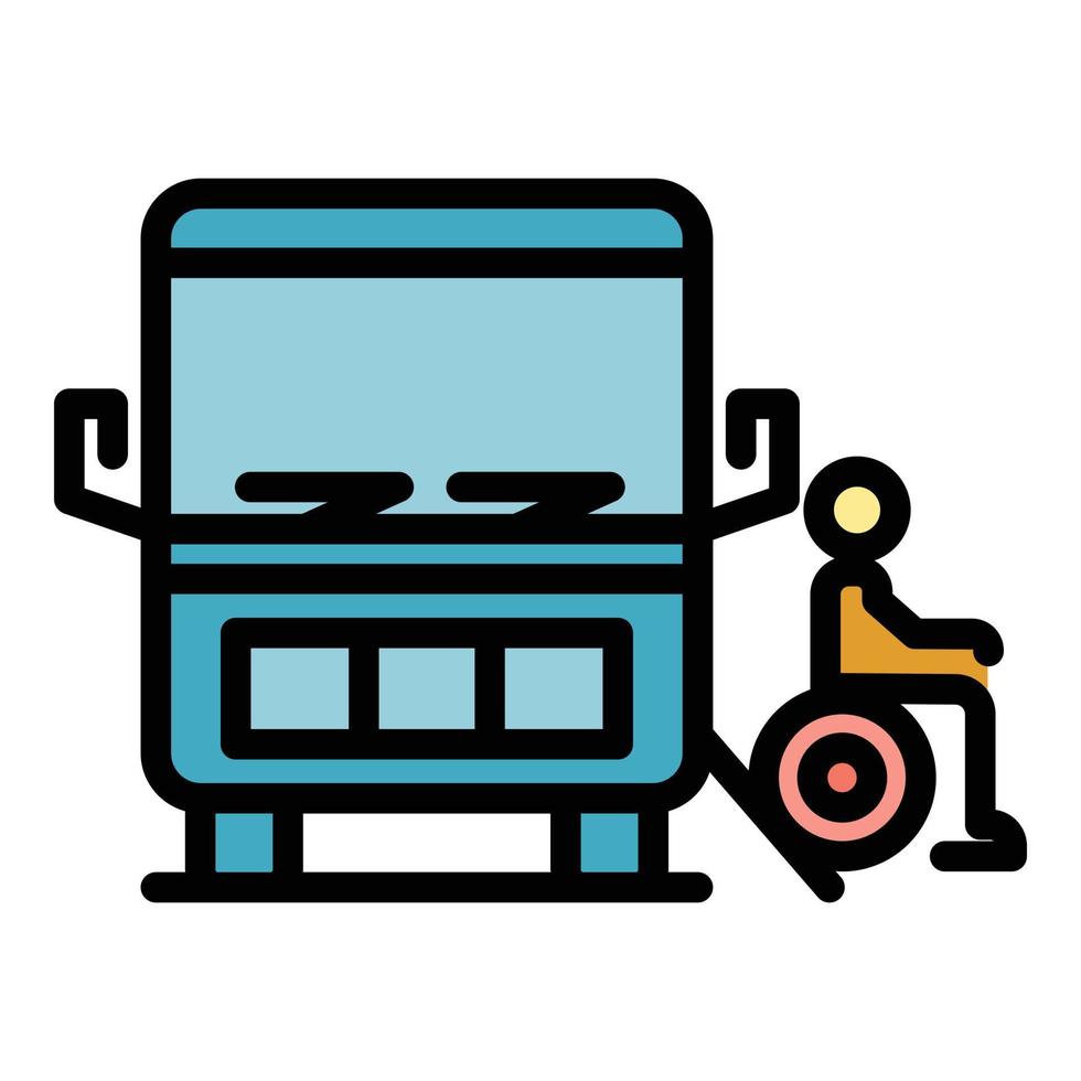 Handicapped bus people icon color outline vector
