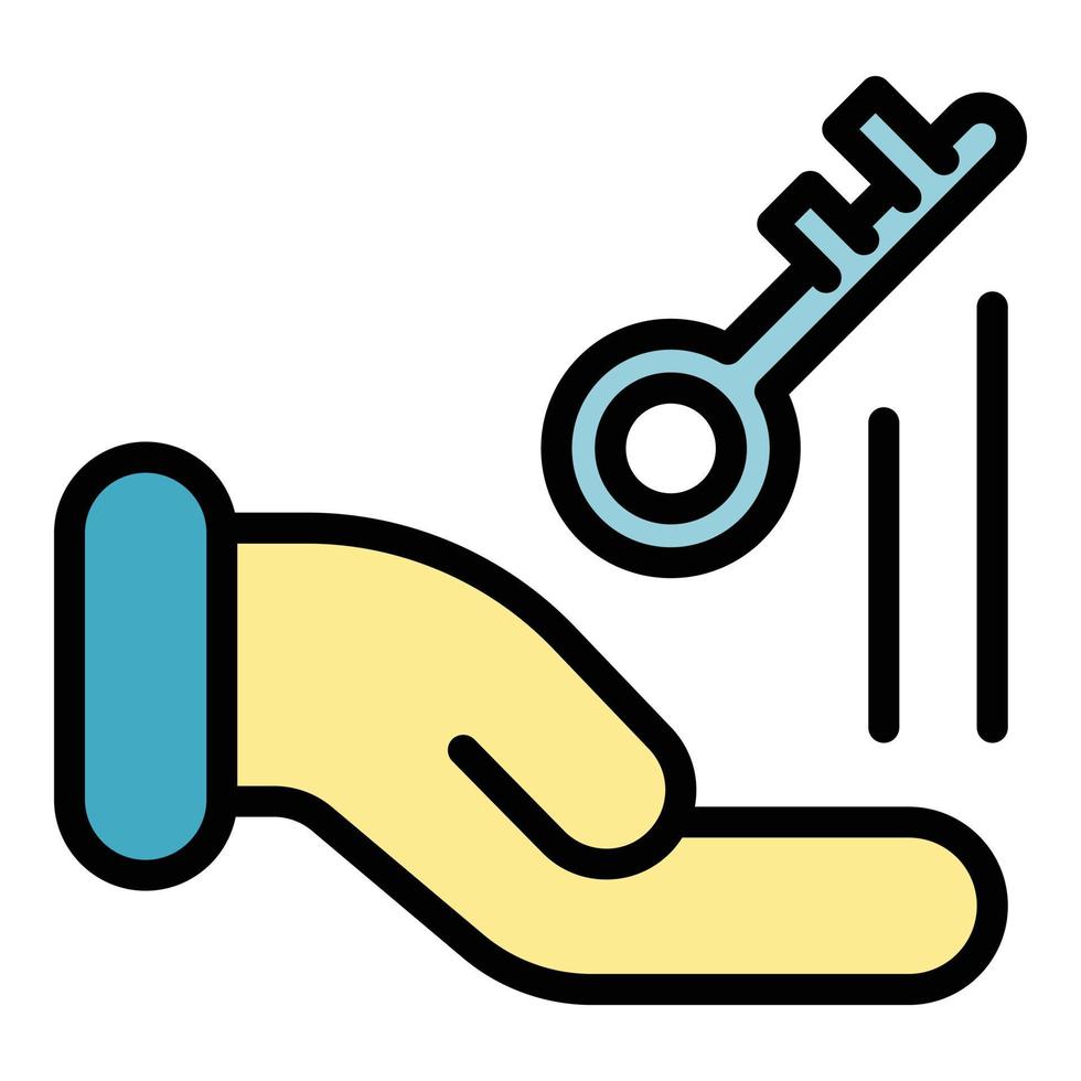 Key in hand icon color outline vector