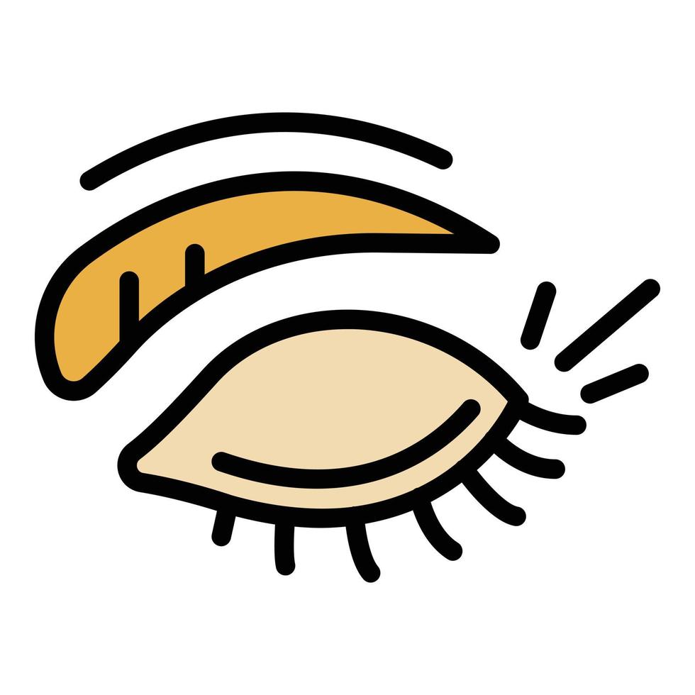 vector de contorno de color de icono de ojo de cepillo de ojos de arrugas