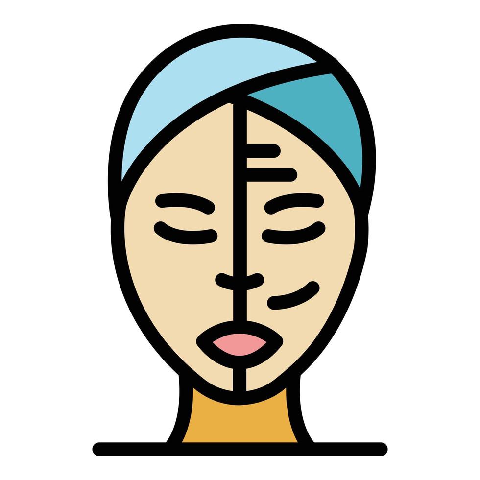 vector de contorno de color de icono de tratamiento facial de arrugas