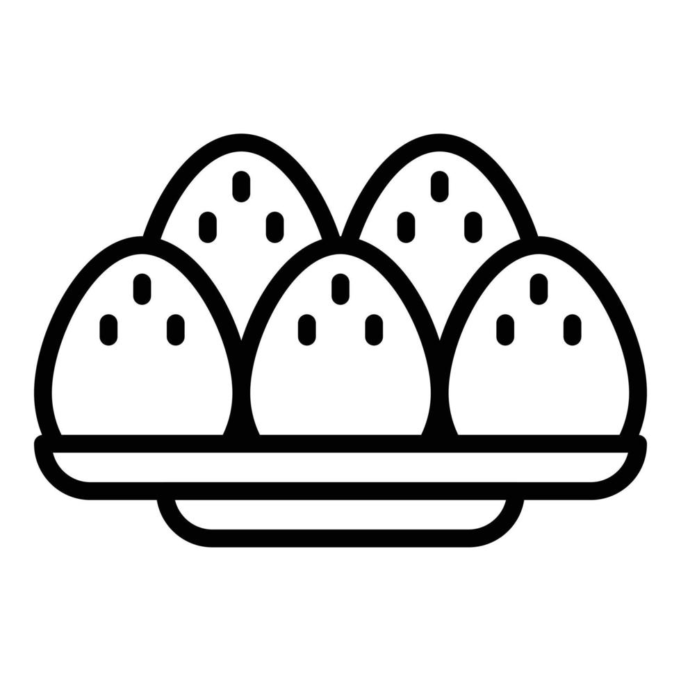 vector de contorno de icono de huevo cocido. plato horneado