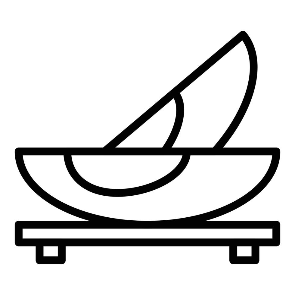 vector de contorno de icono de fruta cortada. plato cocinado