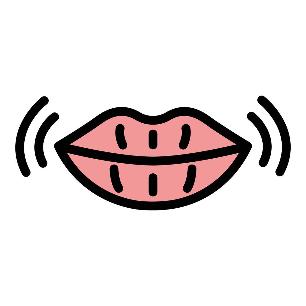 Wrinkles lips icon color outline vector