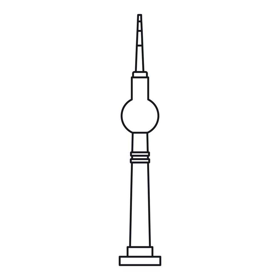icono de la torre de televisión de berlín, estilo de esquema vector