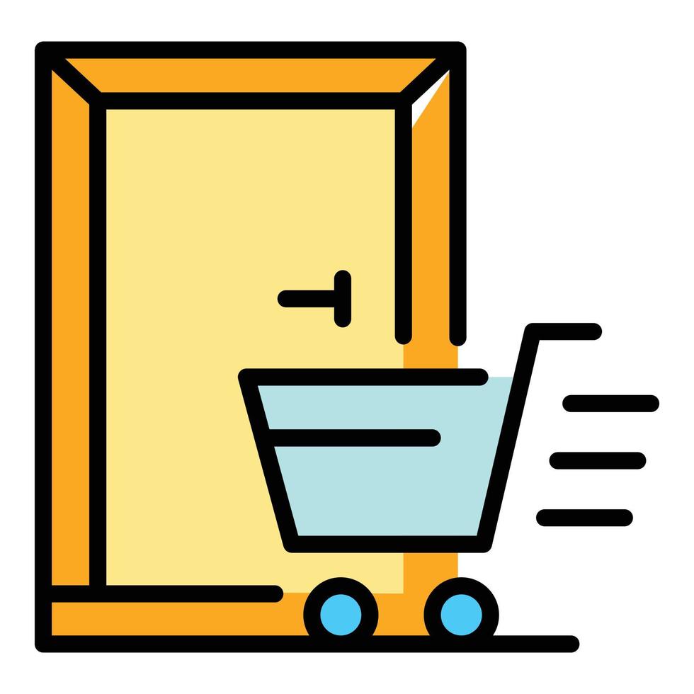 Home delivery door shop cart icon color outline vector