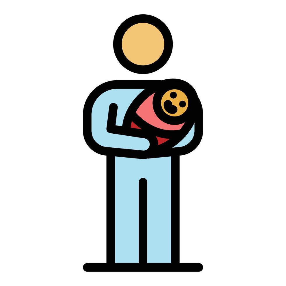Father with baby icon color outline vector