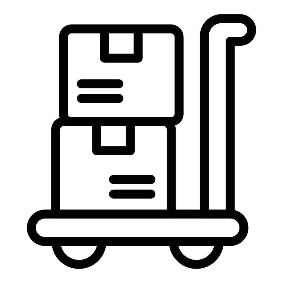 Box help cart icon outline vector. Migrant people vector