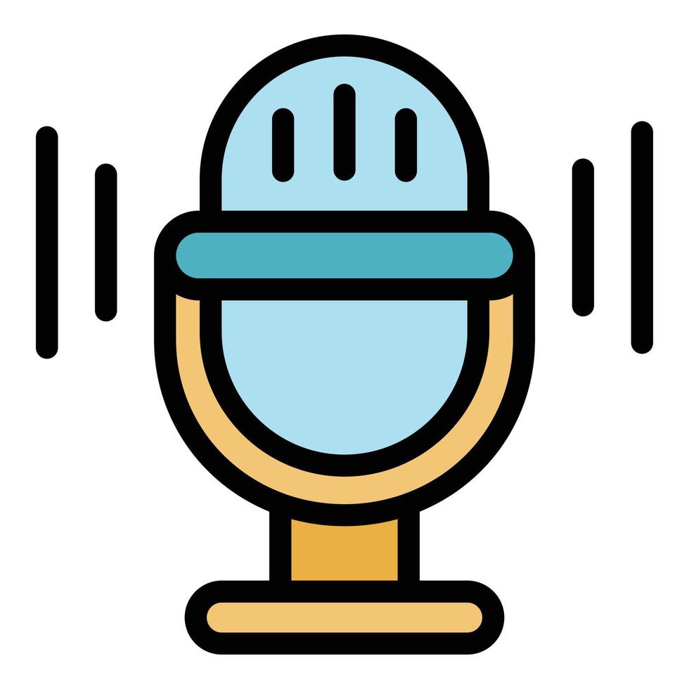 Podcast studio microphone icon color outline vector